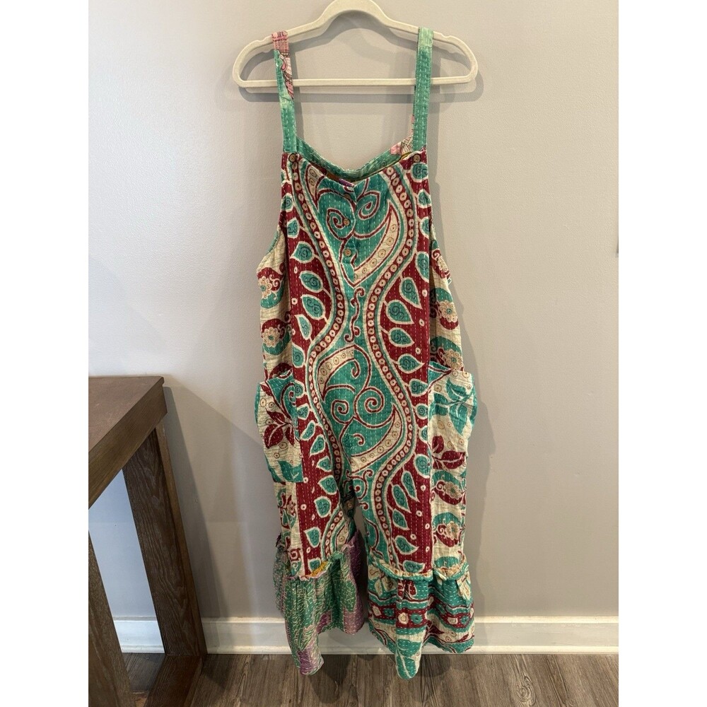 Kantha Bae Jumpsuit Overalls Handmade Hippie Bohemian Festival Colorful Flowy OS